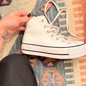 Converse Women's Cream Platform Sneakers